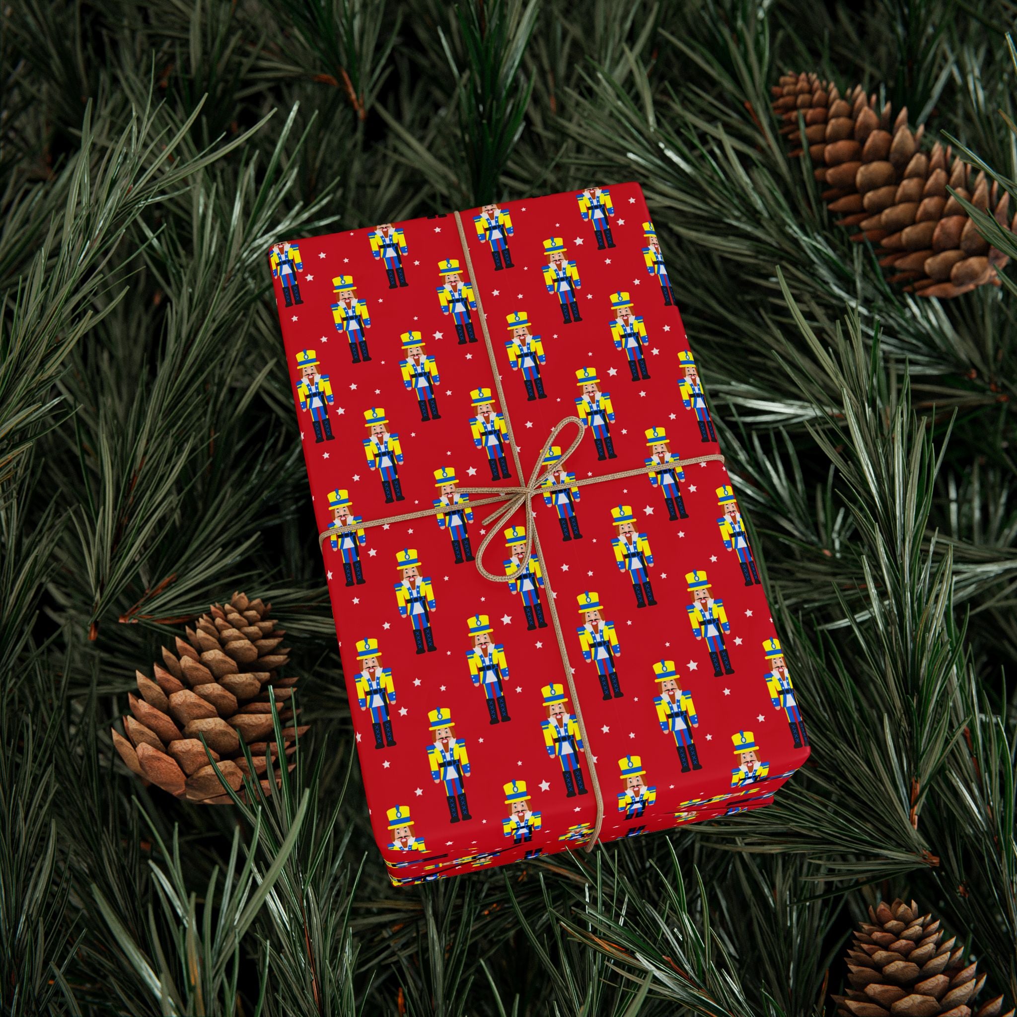 Christmas Yellow Nutcrackers Wrapping Paper | Holiday Gift Wrapping Paper Roll