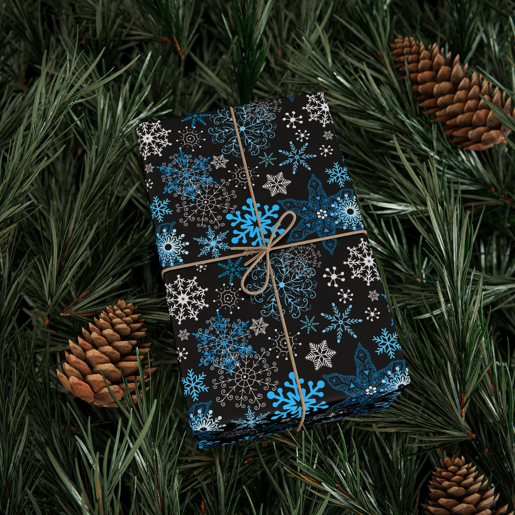 Christmas Dark Snowfall Wrapping Paper | Holiday Gift Wrapping Paper Roll