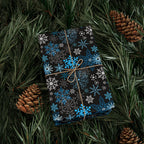 Christmas Dark Snowfall Wrapping Paper | Holiday Gift Wrapping Paper Roll