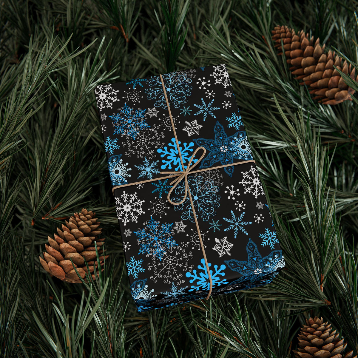 Christmas Dark Snowfall Wrapping Paper | Holiday Gift Wrapping Paper Roll