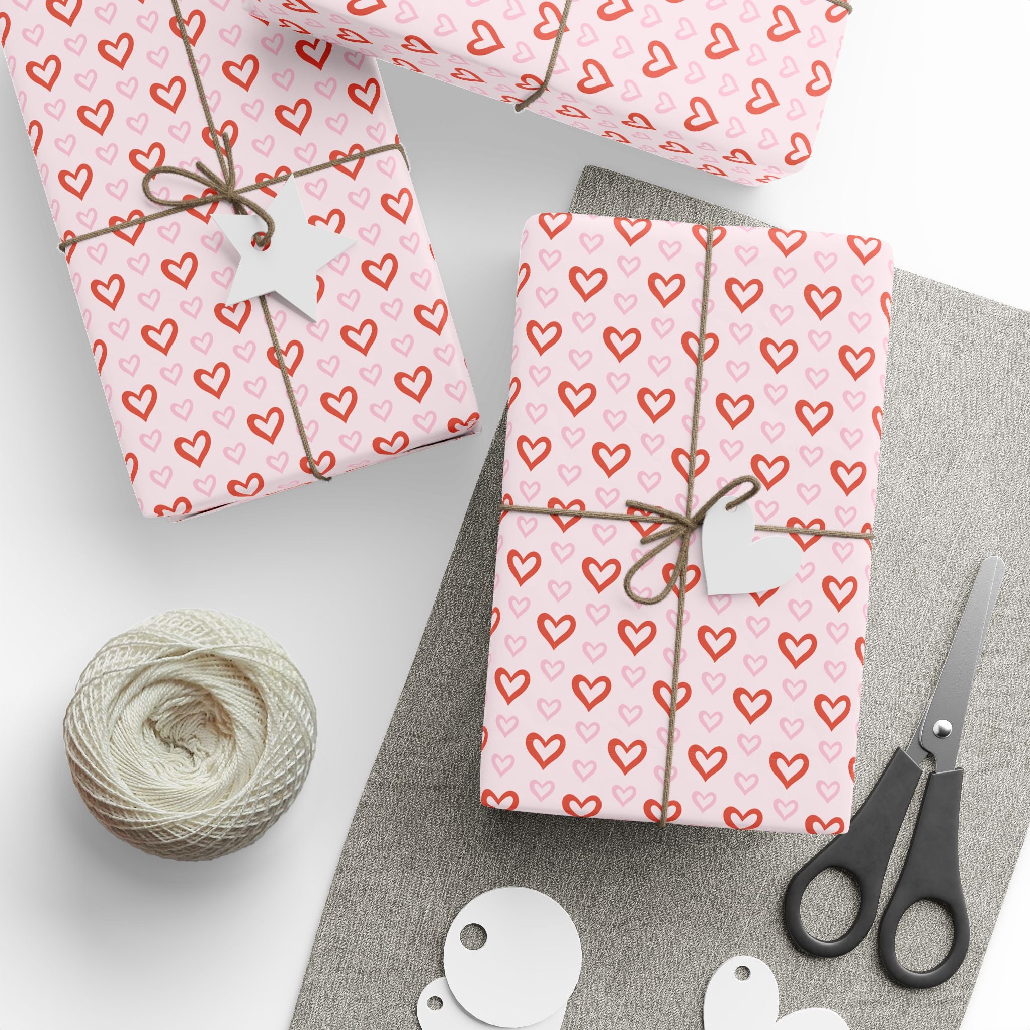 Valentine's Day Pastel Pinks Wrapping Paper | Holiday Gift Wrapping Paper Roll