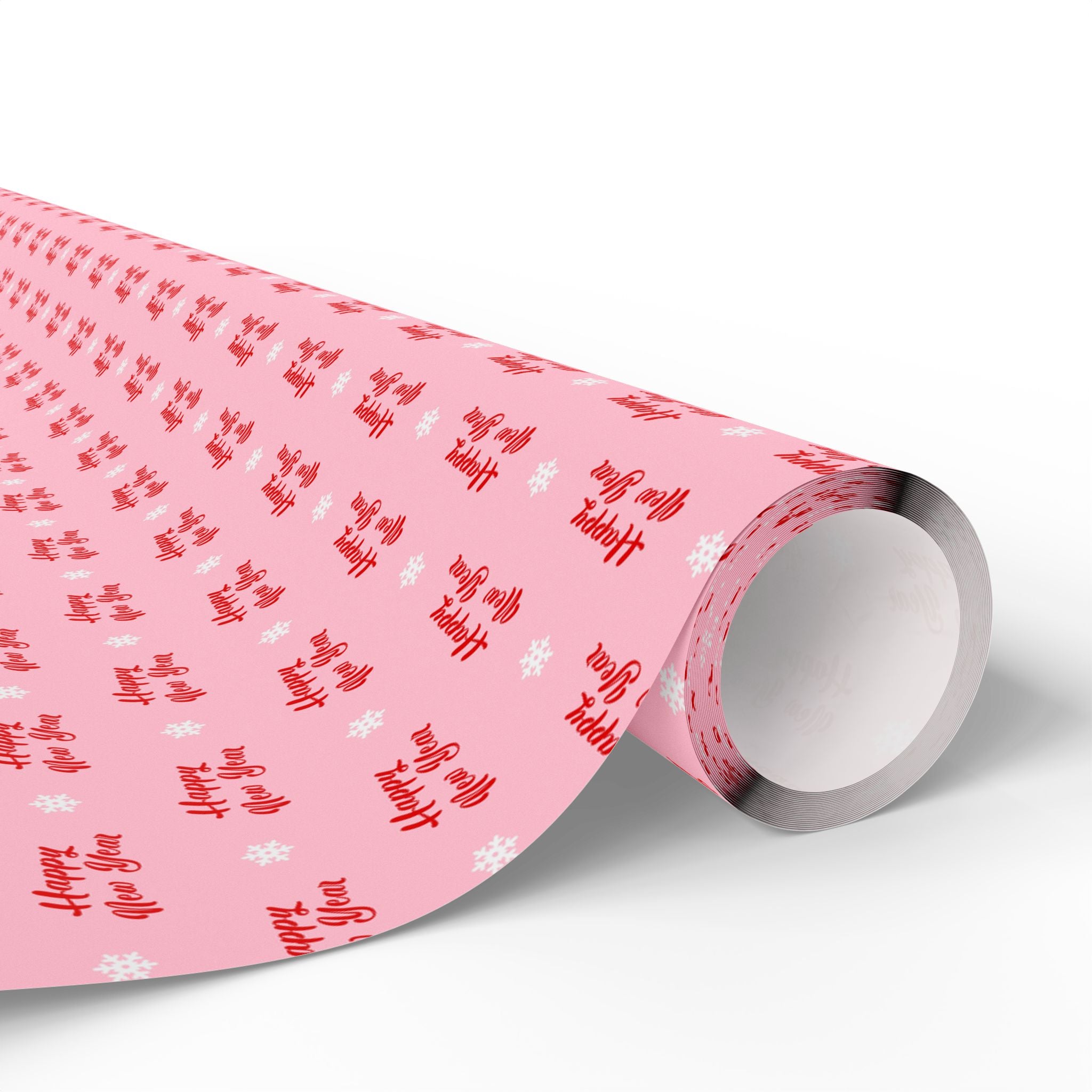 New Year's Happy New Year on Pink Wrapping Paper - Holiday Gift Wrapping Paper Roll