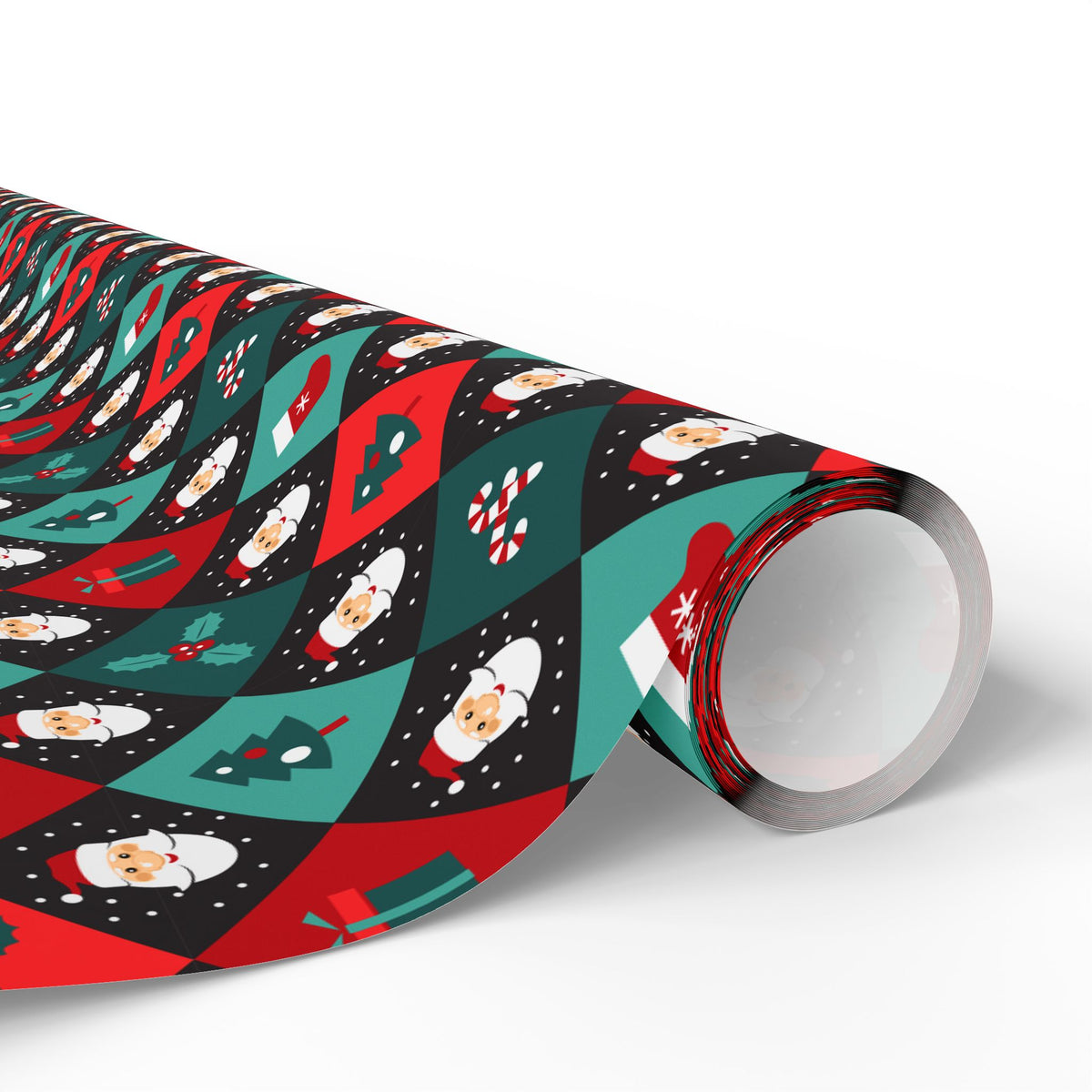 Christmas Checkered Santa Wrapping Paper | Holiday Gift Wrapping Paper Roll