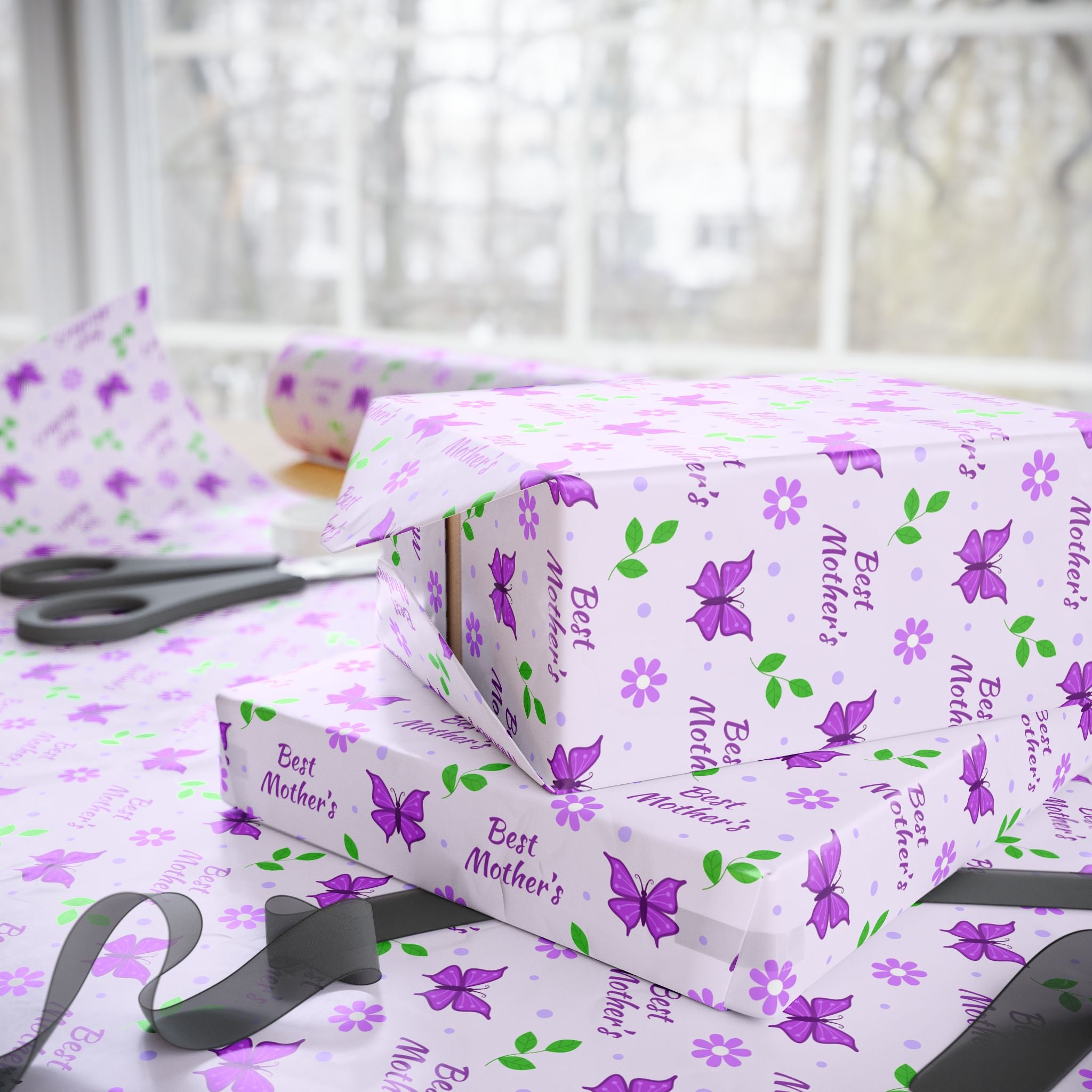 Mother's Day Best Mothers Butterflies Wrapping Paper - Holiday Gift Wrapping Paper Roll