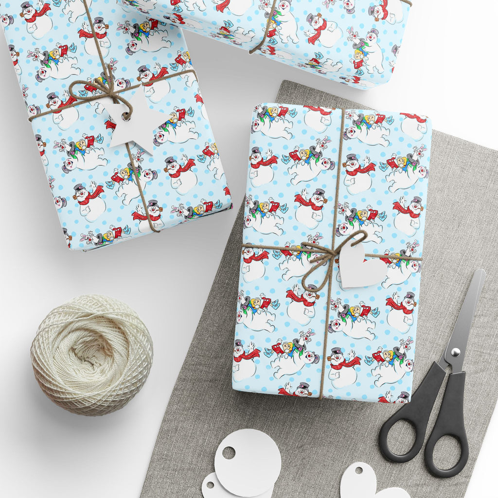 Christmas Frosty Sledding Wrapping Paper | Holiday Gift Wrapping Paper Roll