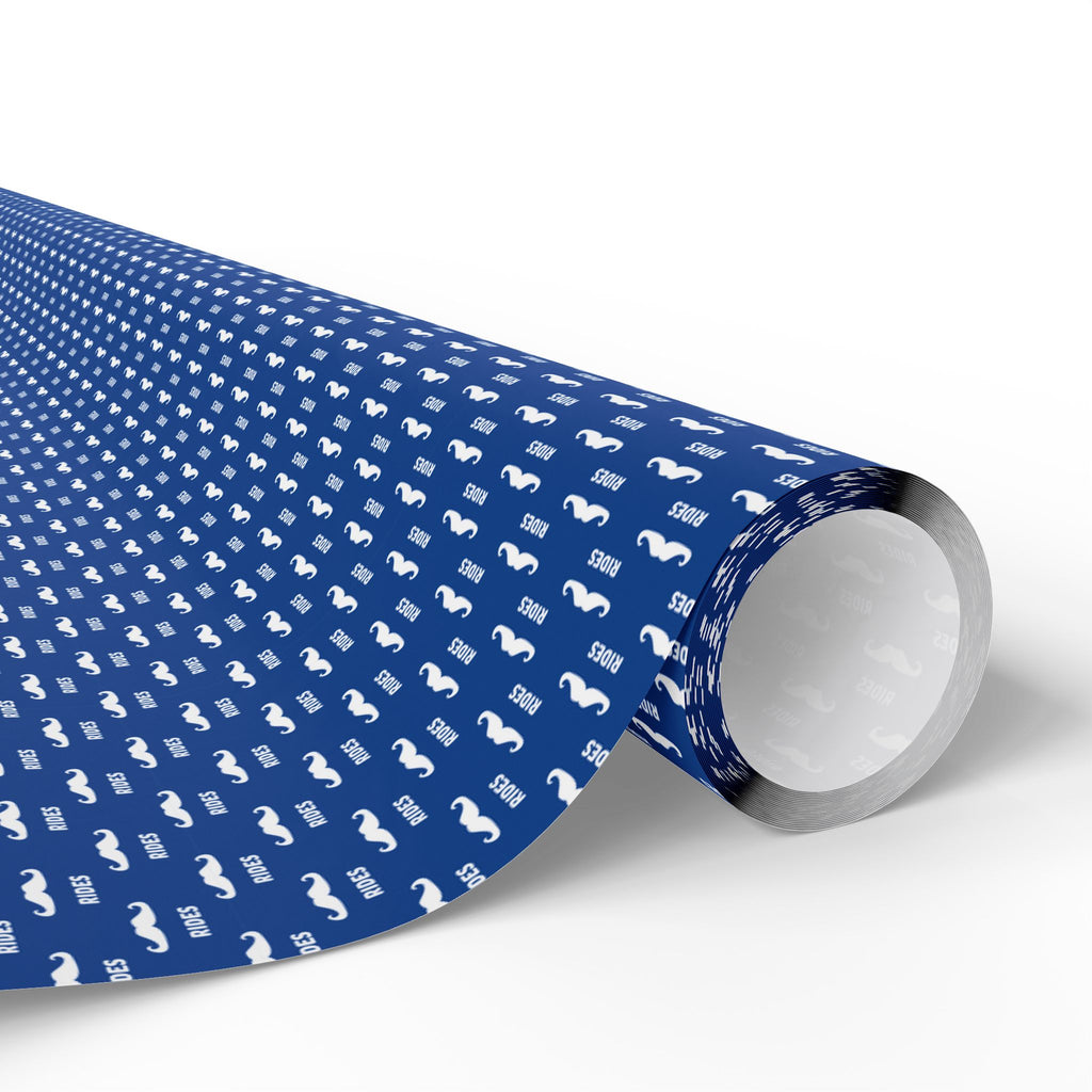 NSFW Free Mustache Rides on Blue Wrapping Paper - Holiday Gift Wrapping Paper Roll
