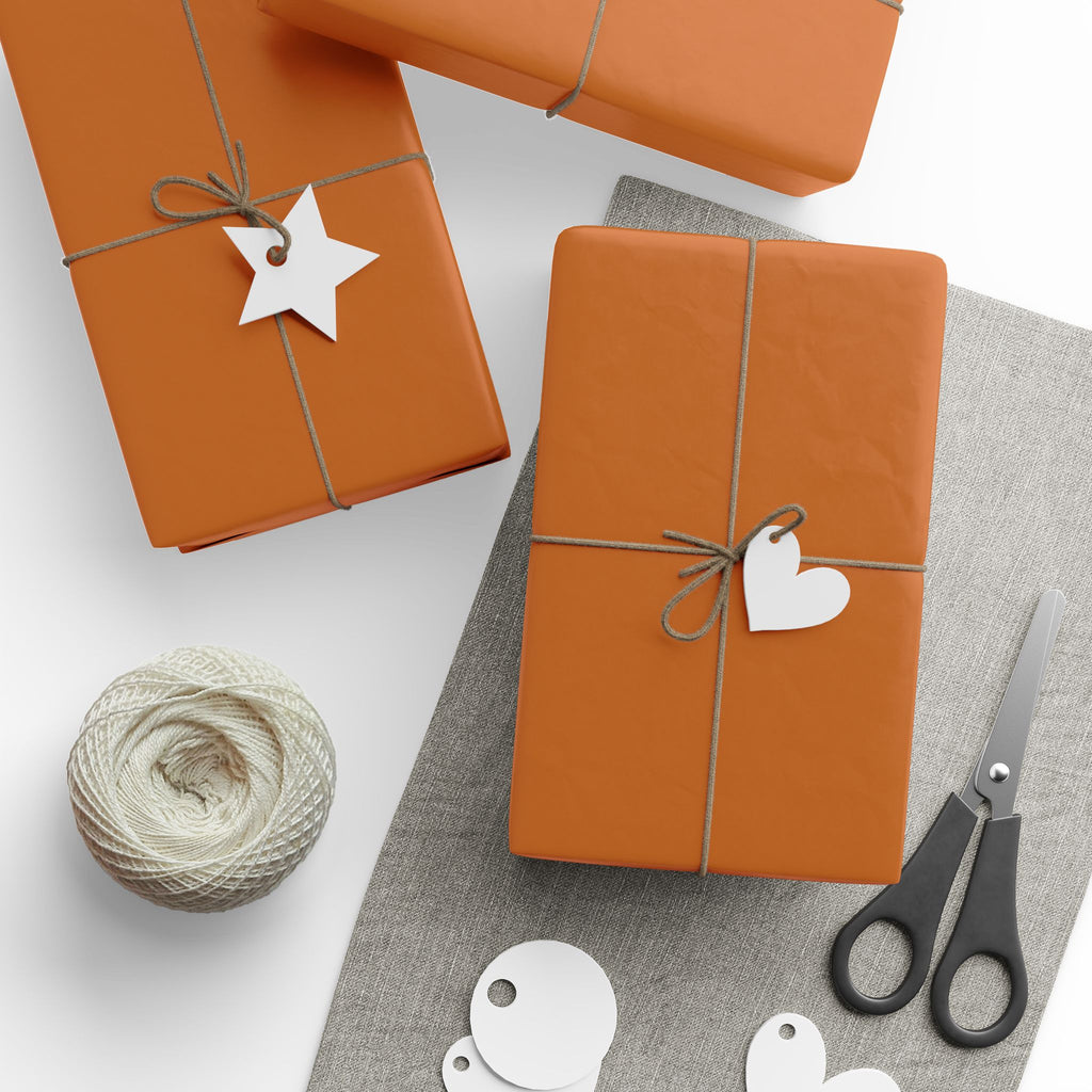 Solid Burnt Orange Wrapping Paper - Holiday Gift Wrapping Paper Roll
