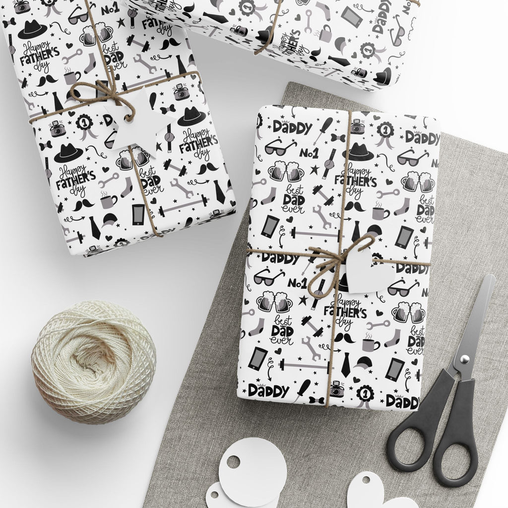 Father's Day Black & White Wrapping Paper - Holiday Gift Wrapping Paper Roll