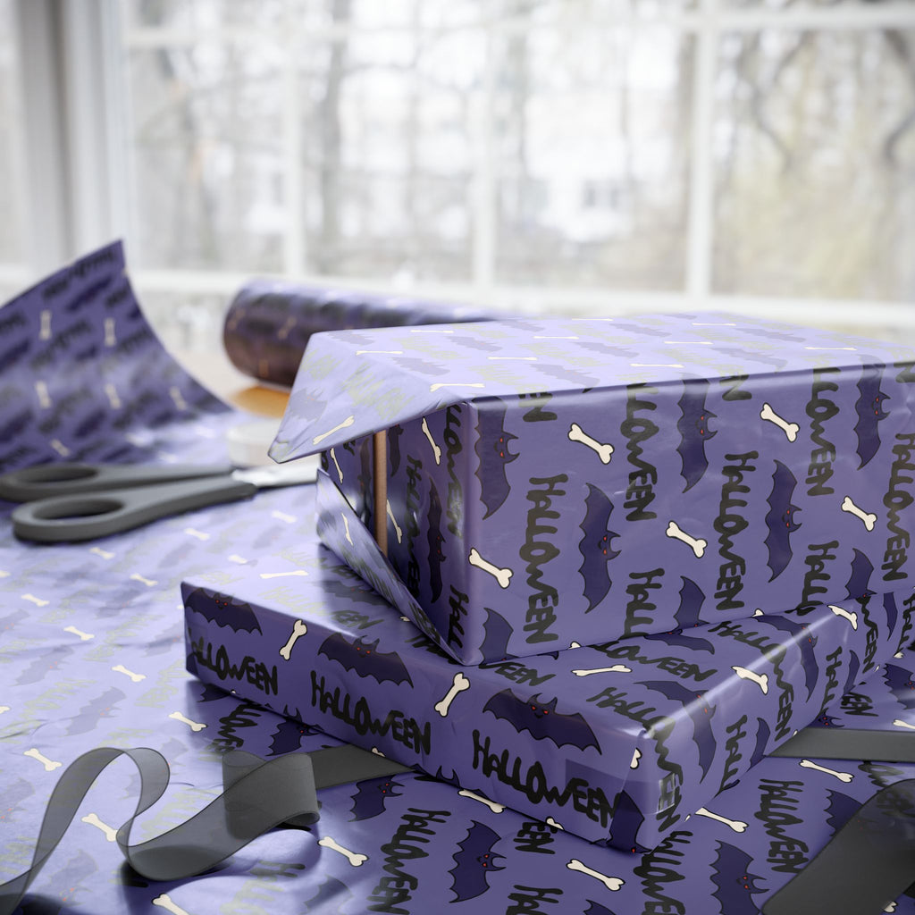 Halloween Batty Bones Wrapping Paper | Holiday Gift Wrapping Paper Roll