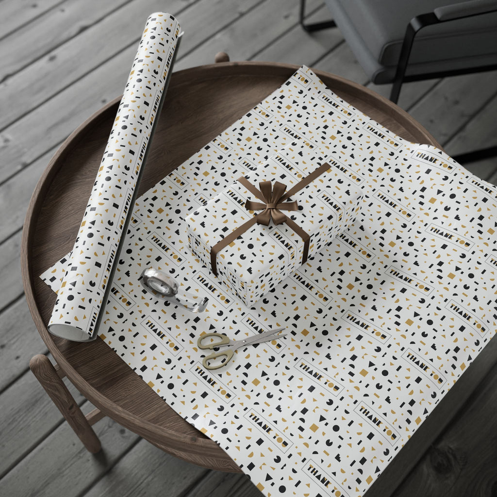 Thank You Abstract Shapes Wrapping Paper Design | Holiday Gift Wrapping Paper Roll