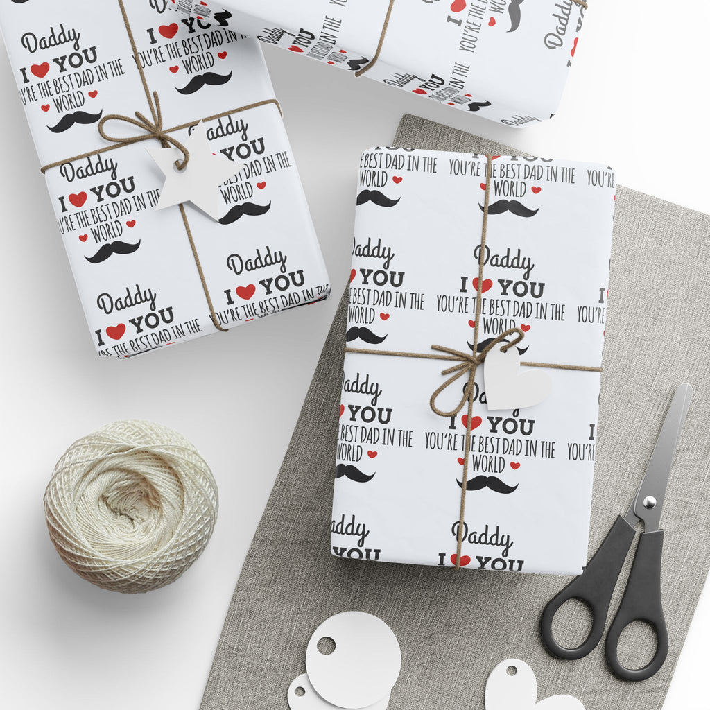Father's Day Best Dad in the World Wrapping Paper - Holiday Gift Wrapping Paper Roll