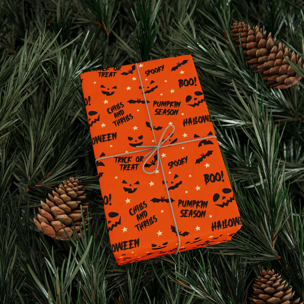 Halloween Pumpkin Season Wrapping Paper | Holiday Gift Wrapping Paper Roll