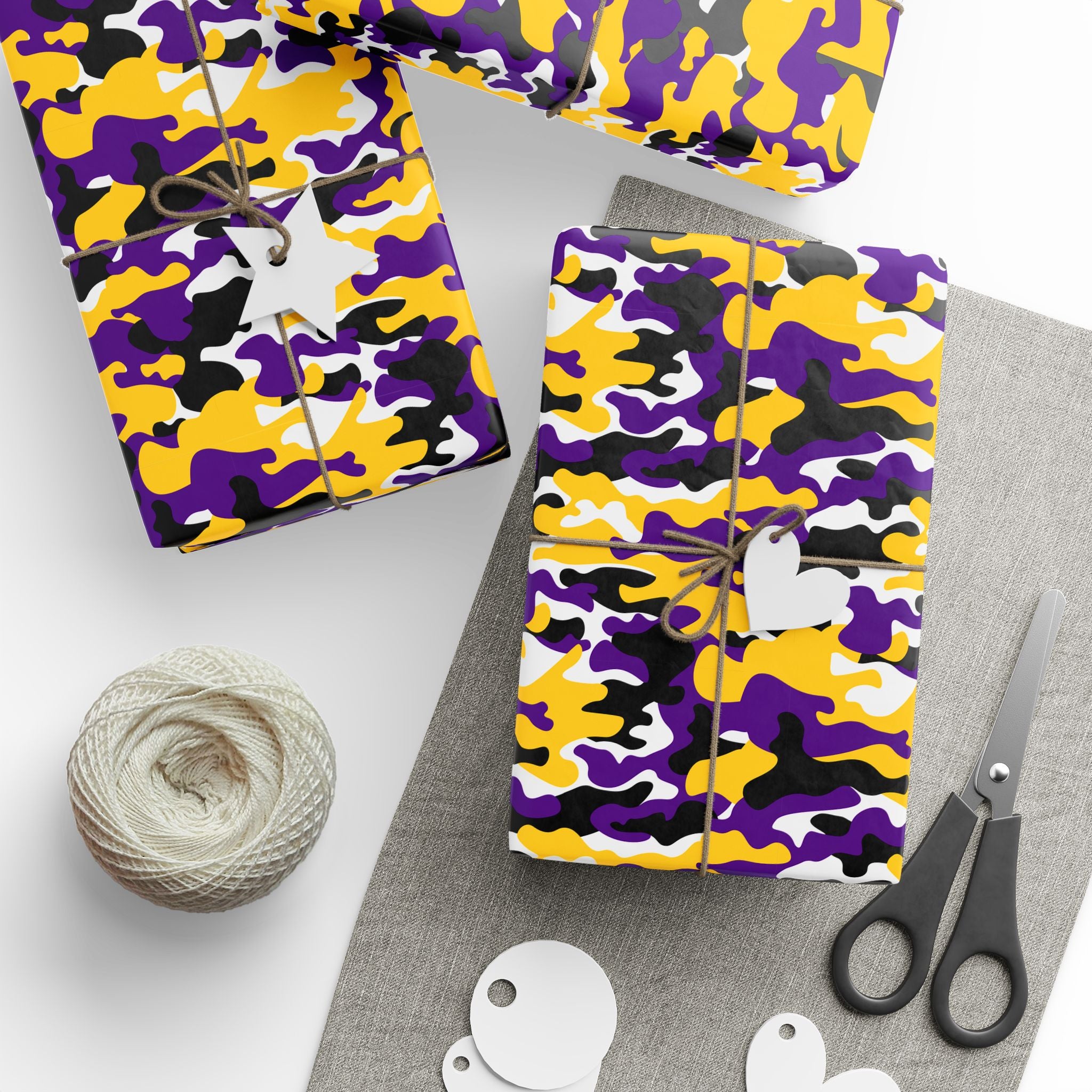 LSU Tigers Inspired Camoflauge Wrapping Paper - Holiday Gift Wrapping Paper Roll