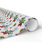 Christmas Cartoon Mistletoe Wrapping Paper | Holiday Gift Wrapping Paper Roll