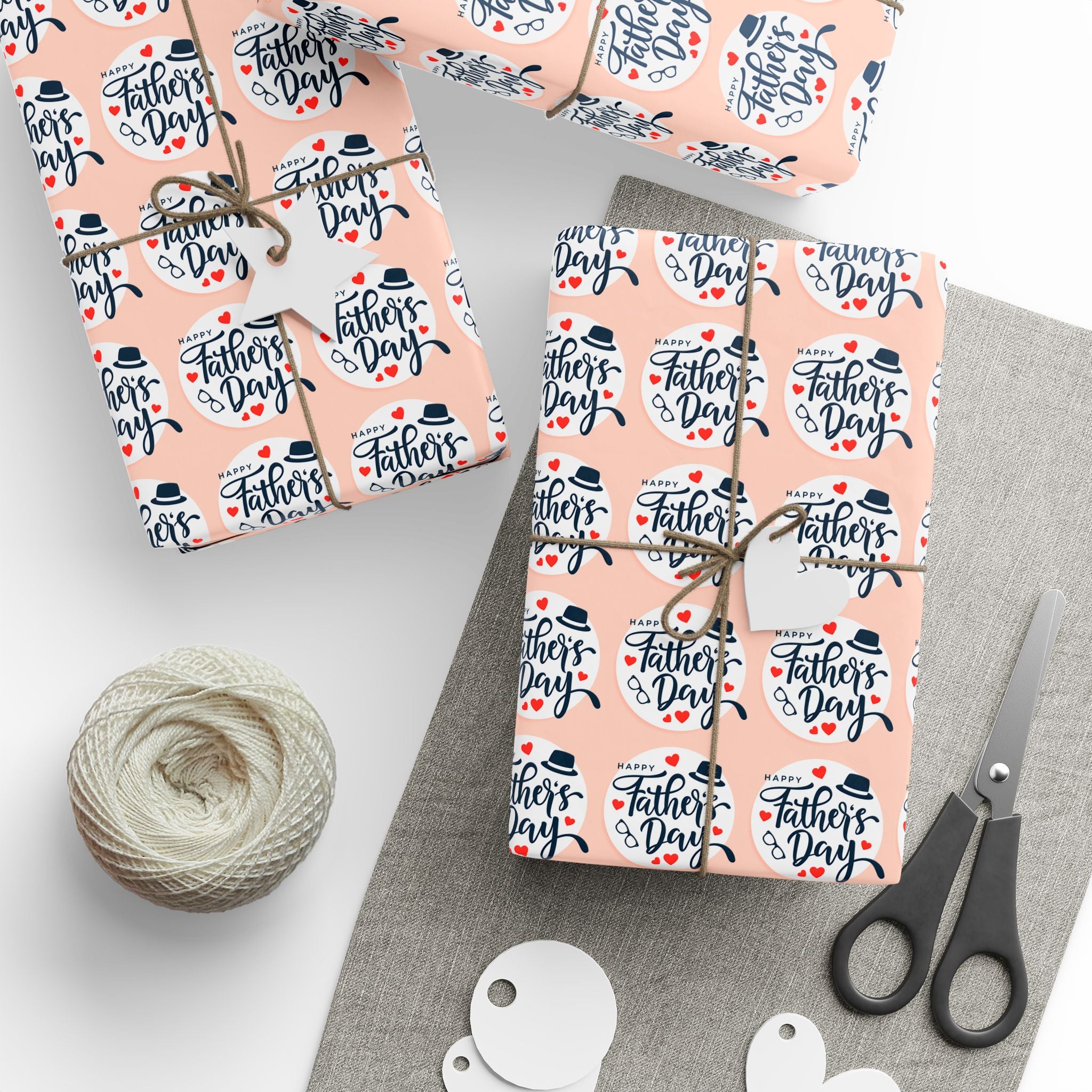 Father's Day Circle Greetings Wrapping Paper - Holiday Gift Wrapping Paper Roll