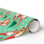 Christmas Seafoam Gnomes Wrapping Paper | Holiday Gift Wrapping Paper Roll