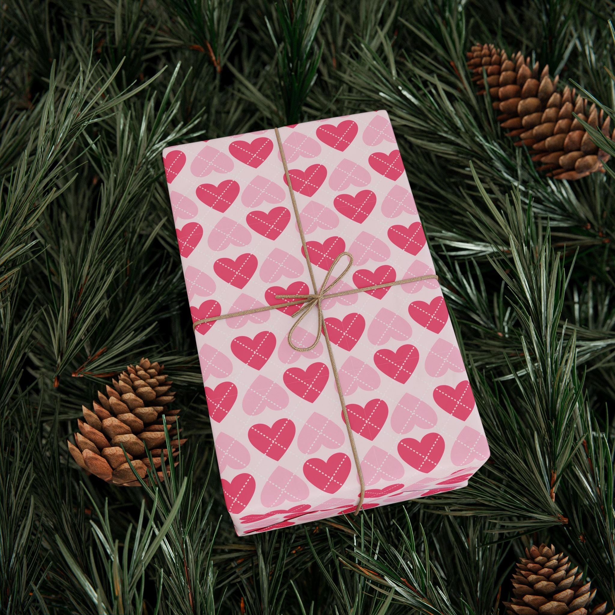Valentine's Day Muted Hearts Wrapping Paper | Holiday Gift Wrapping Paper Roll