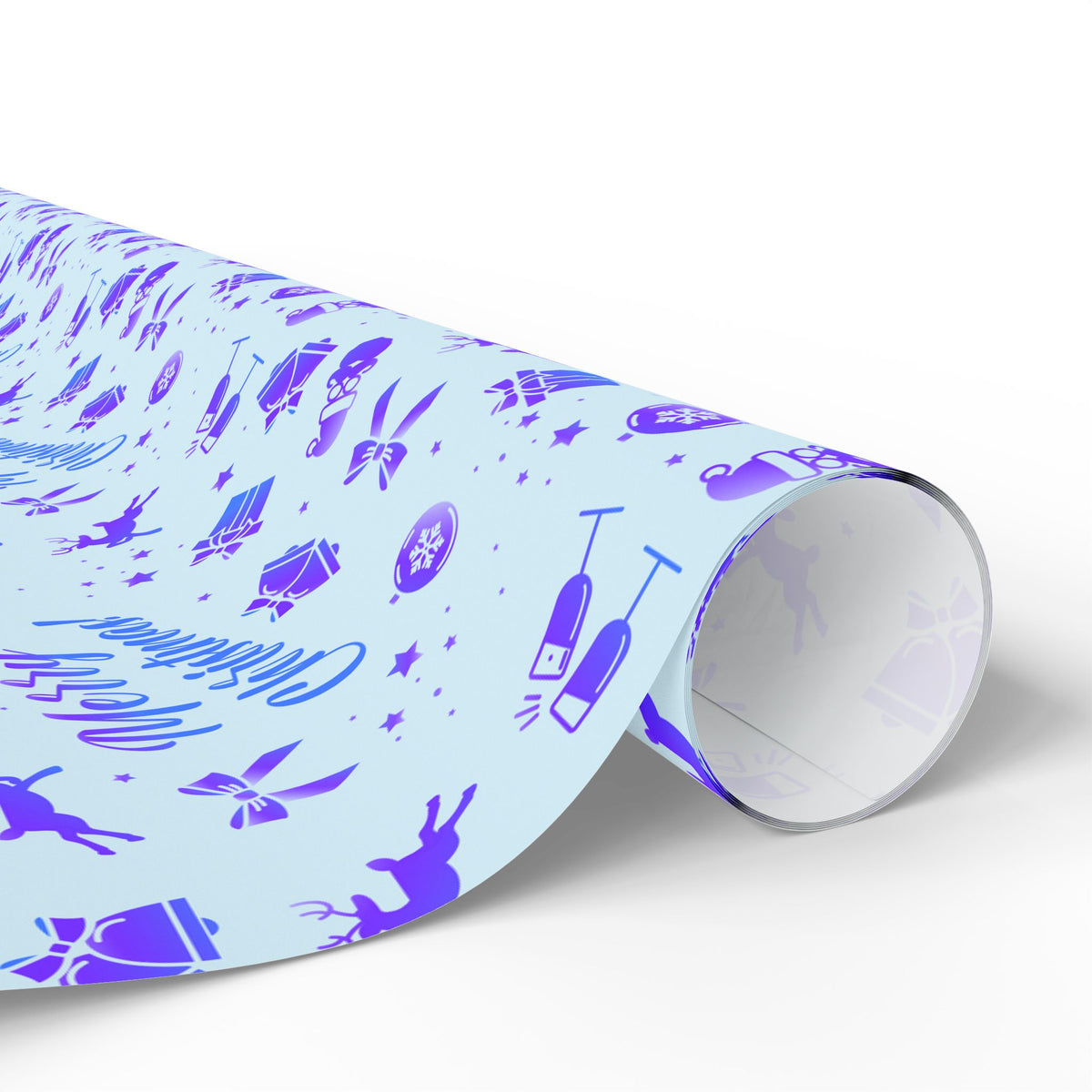 Christmas Blue on Blue Wrapping Paper | Holiday Gift Wrapping Paper