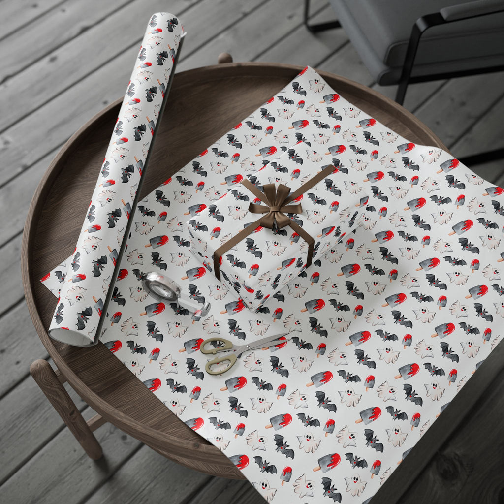 Halloween Watercolor Happy Ghosts Wrapping Paper | Holiday Gift Wrapping Paper Roll