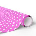 Valentine’s Day White Hearts on Pink Wrapping Paper | Holiday Gift Wrapping Paper Roll