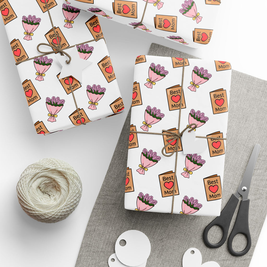 Mother's Day Best Mom Card Wrapping Paper - Holiday Gift Wrapping Paper Roll