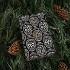 Day of the Dead Black & White Sugar Skulls Wrapping Paper | Holiday Gift Wrapping Paper Roll
