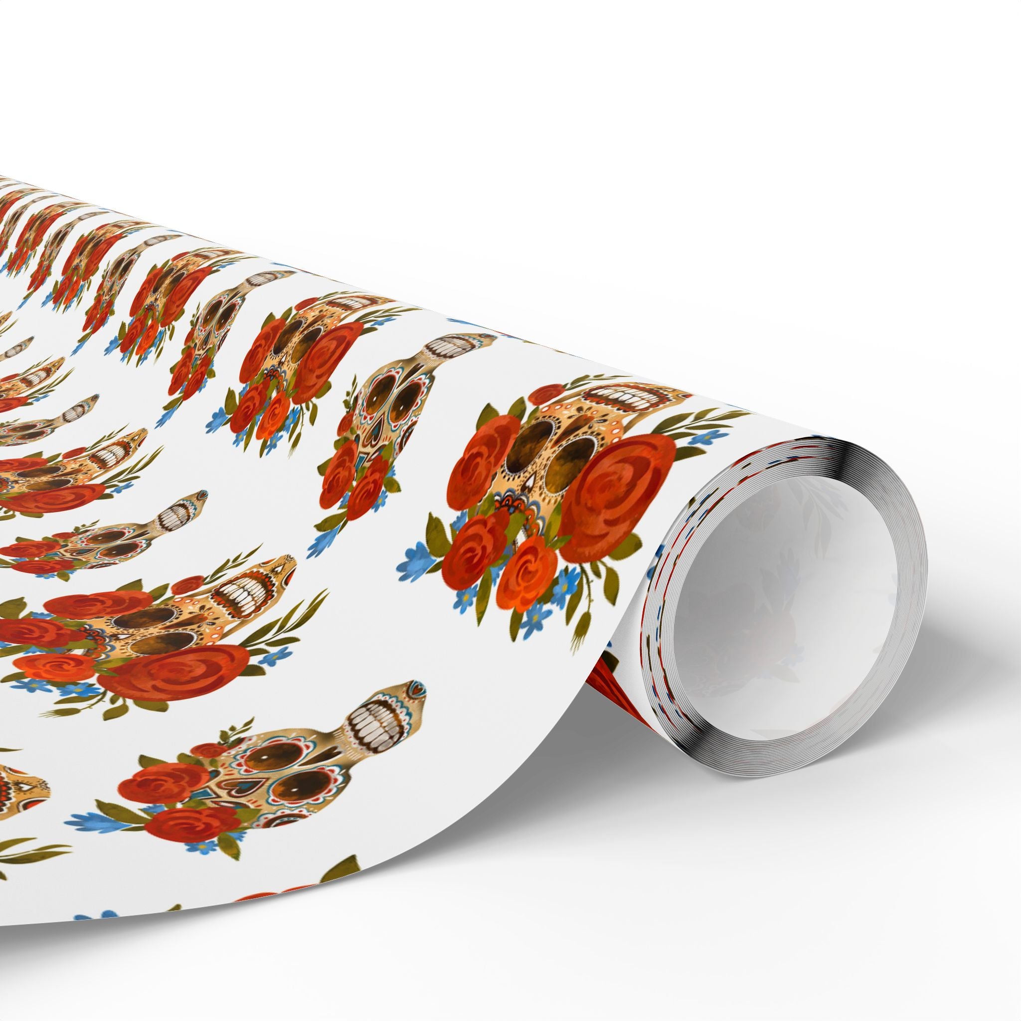 Day of the Dead Rose Heads Wrapping Paper | Holiday Gift Wrapping Paper Roll