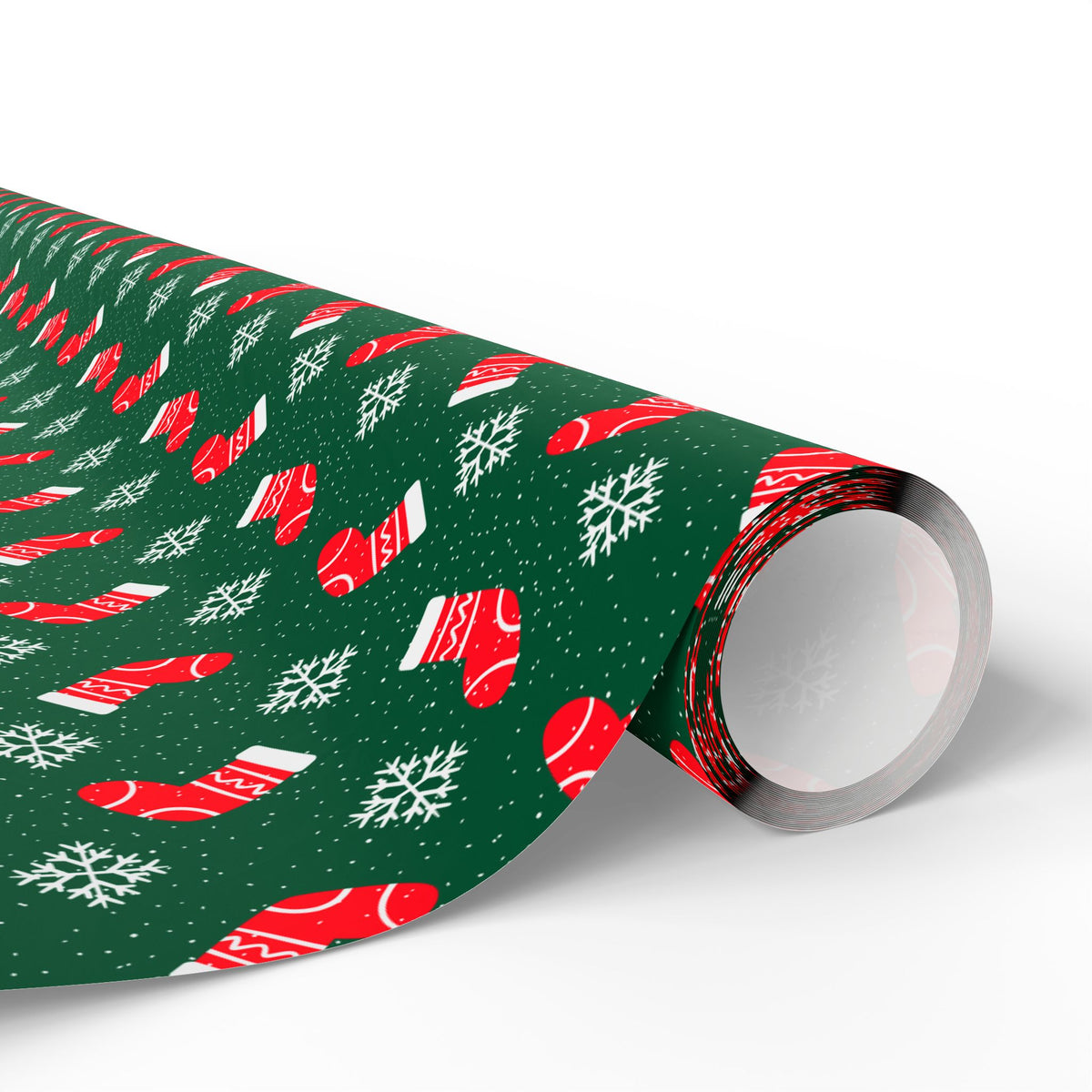 Christmas Snowflakes & Stockings Wrapping Paper | Holiday Gift Wrapping Paper Roll