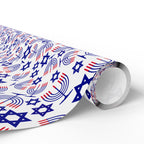 Hanukkah Red Collage Wrapping Paper | Holiday Gift Wrapping Paper Roll