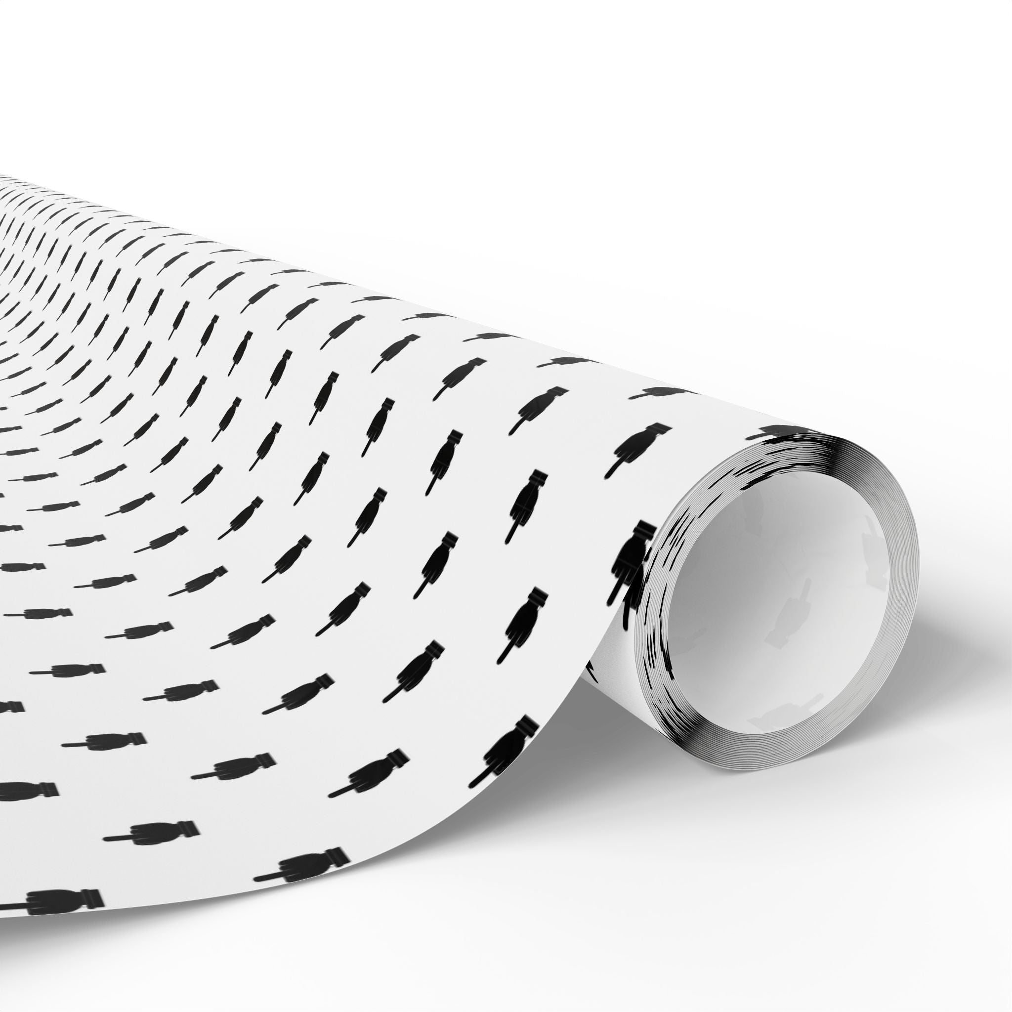 NSFW Friendly Hello Middle Finger on White Wrapping Paper - Holiday Gift Wrapping Paper Roll