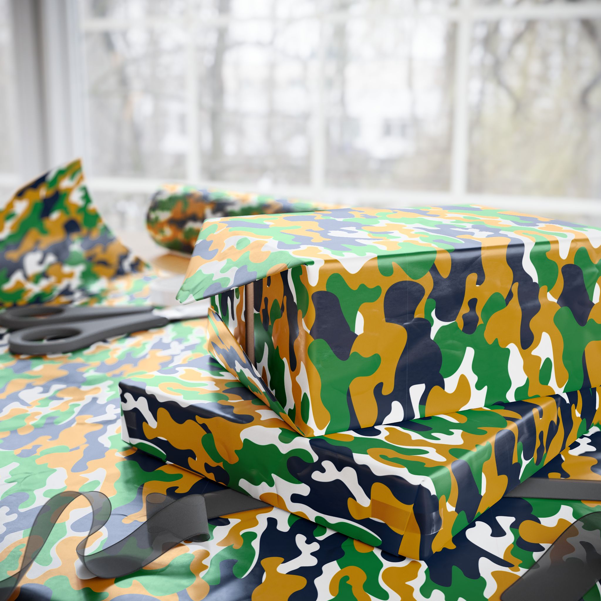 Notre Dame Fighting Irish Inspired Camoflauge Wrapping Paper - Holiday Gift Wrapping Paper Roll