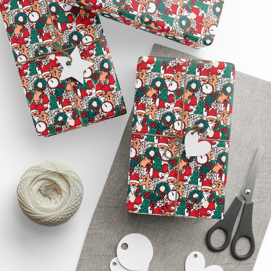 Hand Drawn Doodles Wrapping Paper | Holiday Gift Wrapping Paper Roll