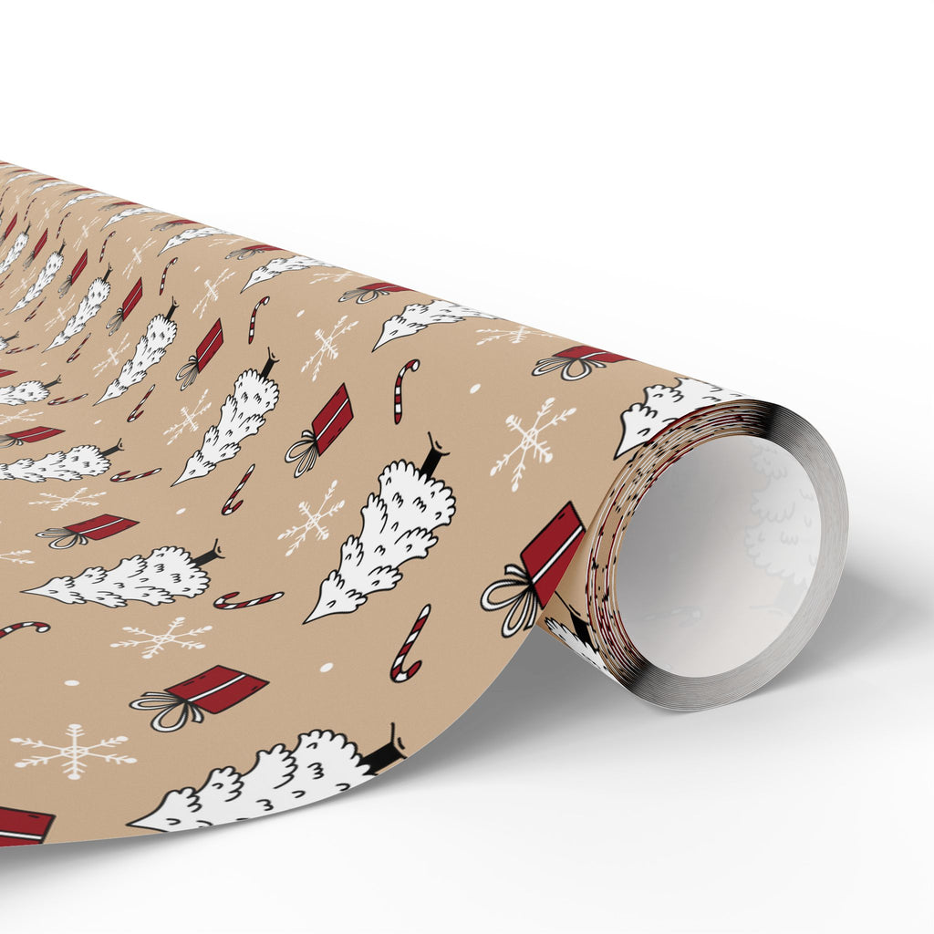 Christmas White Snowy Trees Wrapping Paper | Holiday Gift Wrapping Paper Roll