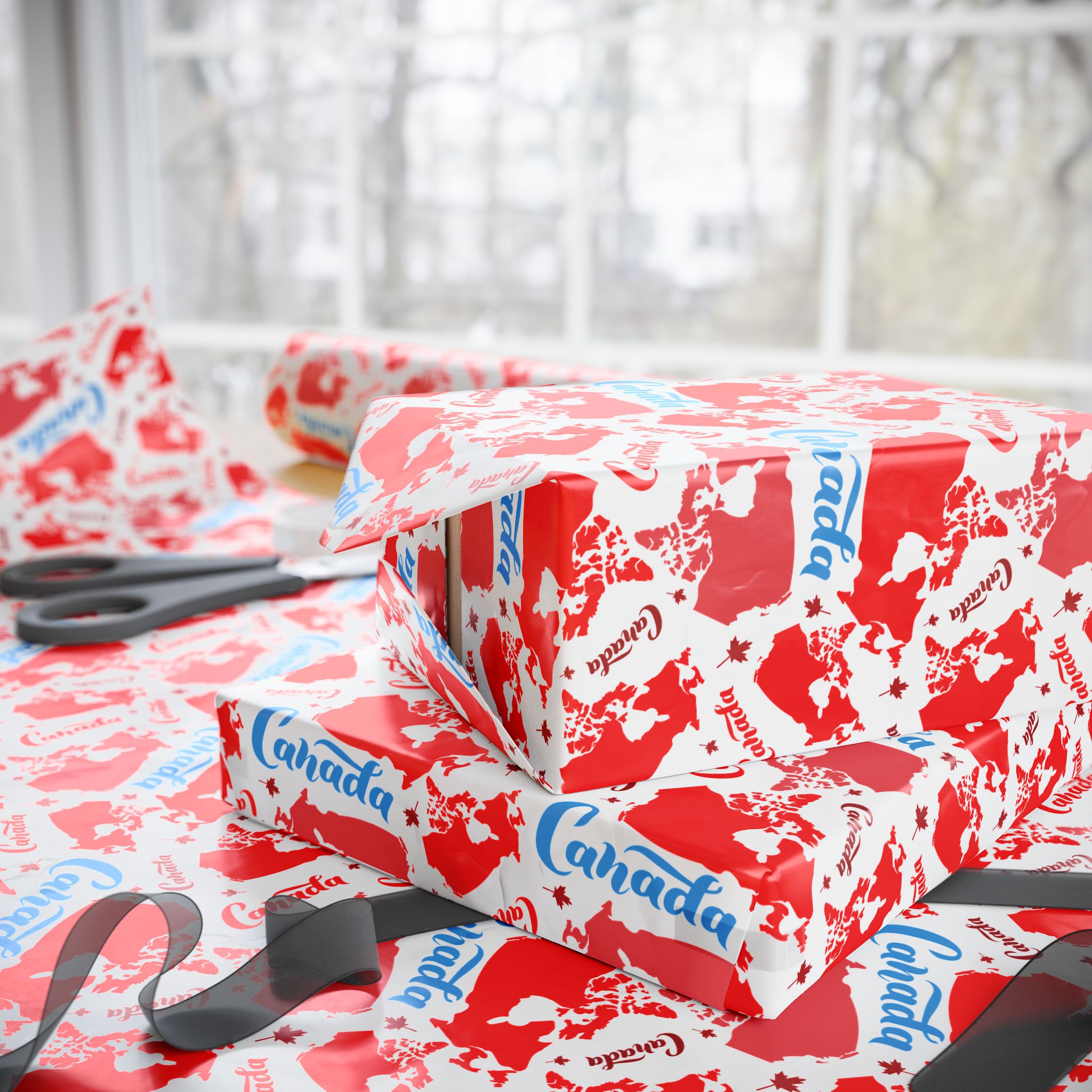 Canada Day Dominion Map Wrapping Paper - Holiday Gift Wrapping Paper Roll