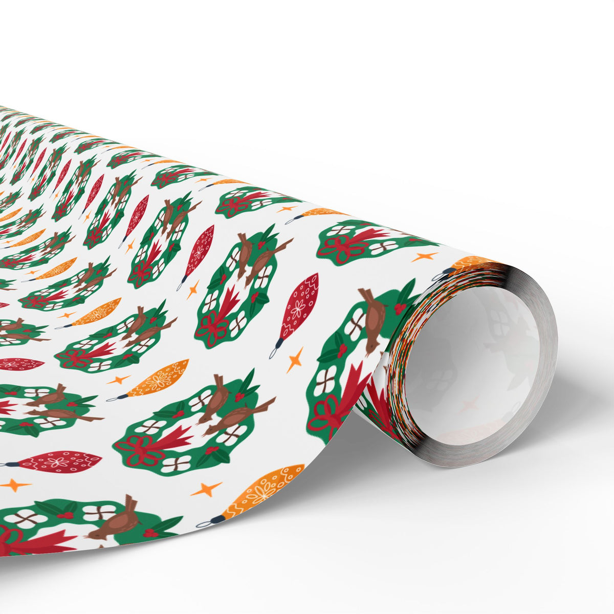 Christmas Wreath Tear Drops Wrapping Paper | Holiday Gift Wrapping Paper Roll