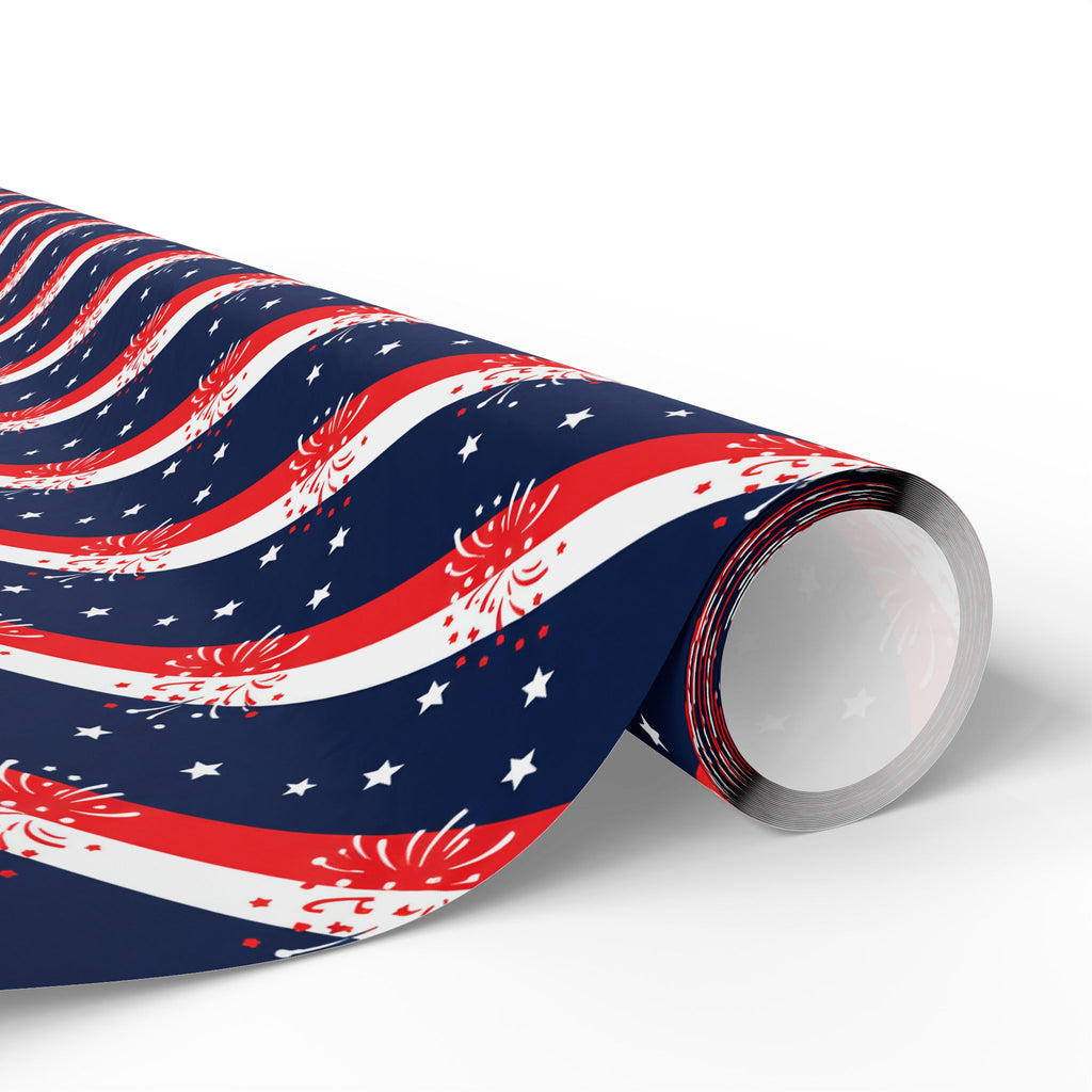 4th of July Diagonal Fireworks Wrapping Paper | Patriotic Gift Wrapping Paper Roll