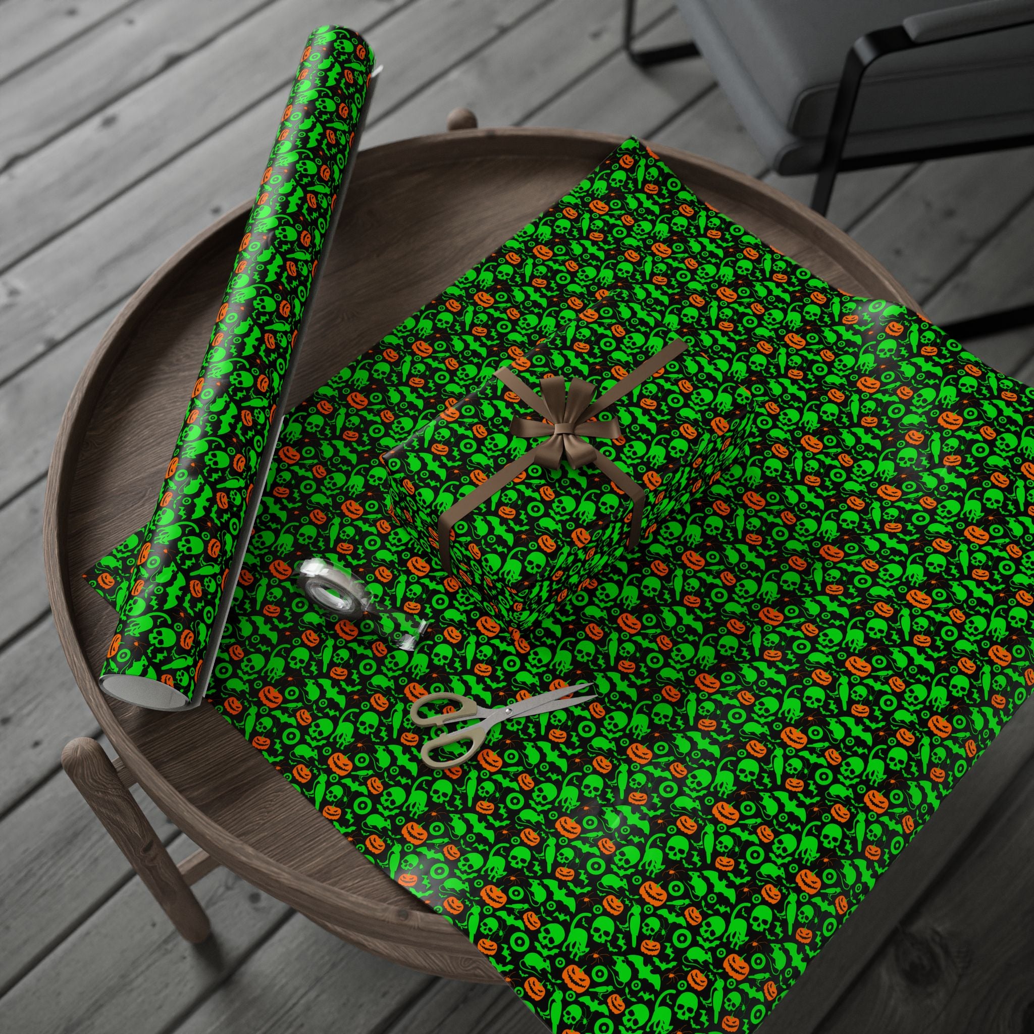 Halloween Neon Bats Wrapping Paper | Holiday Gift Wrapping Paper