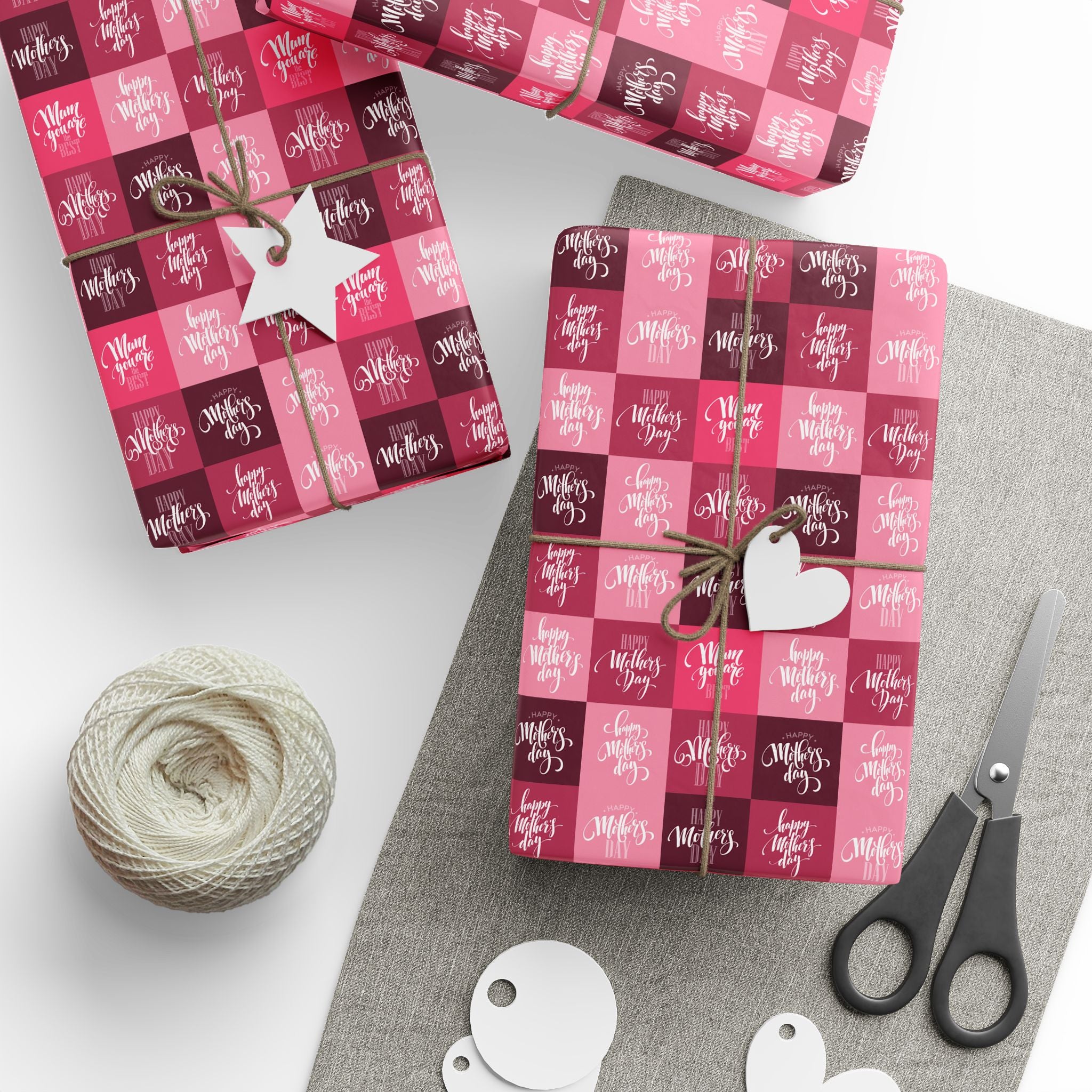 Mother's Day Patchwork Reds Wrapping Paper - Holiday Gift Wrapping Paper Roll