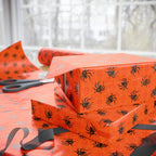 Halloween Orange Spiderwebs Wrapping Paper | Holiday Gift Wrapping Paper