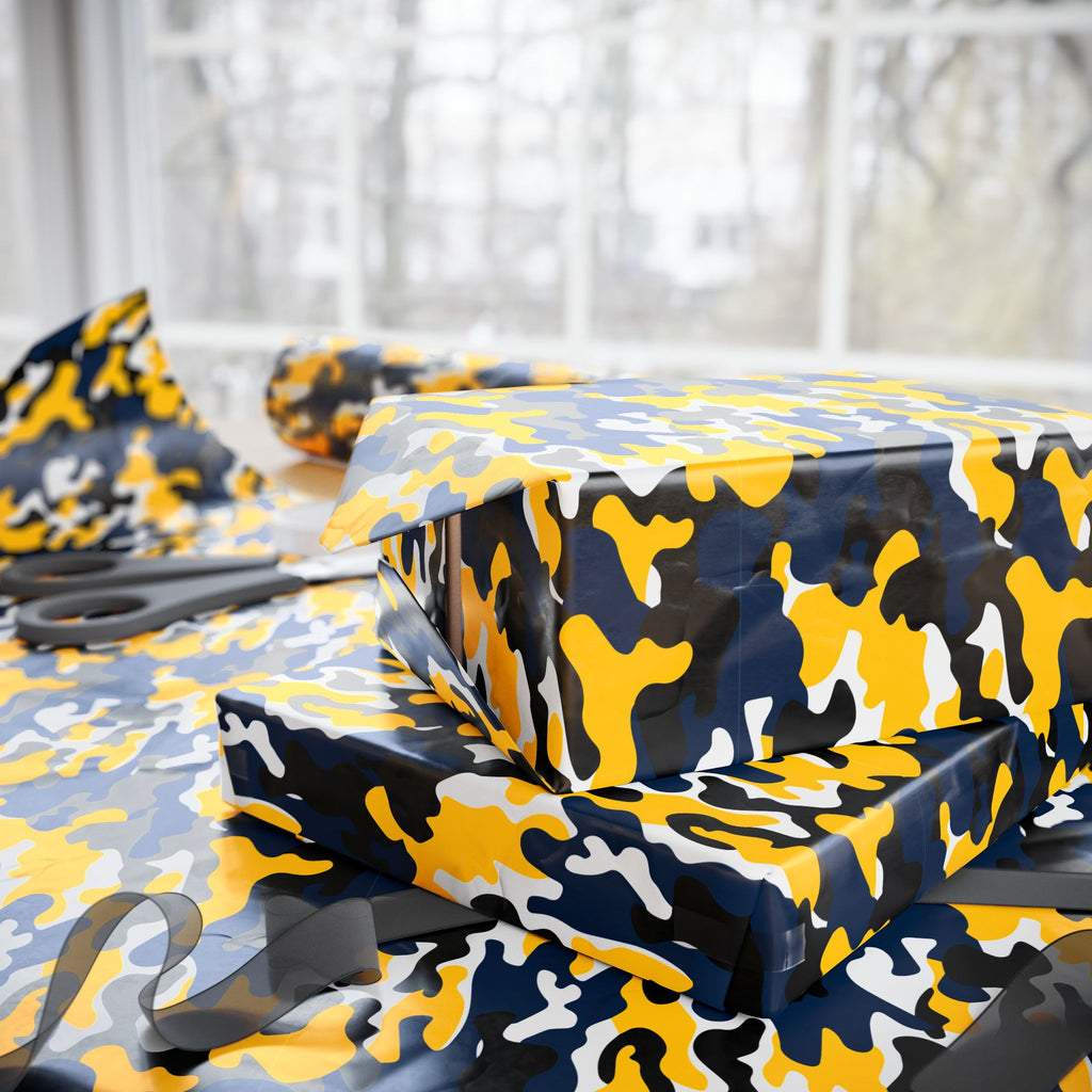 Michigan Wolverines Inspired Camoflauge Wrapping Paper - Holiday Gift Wrapping Paper Roll