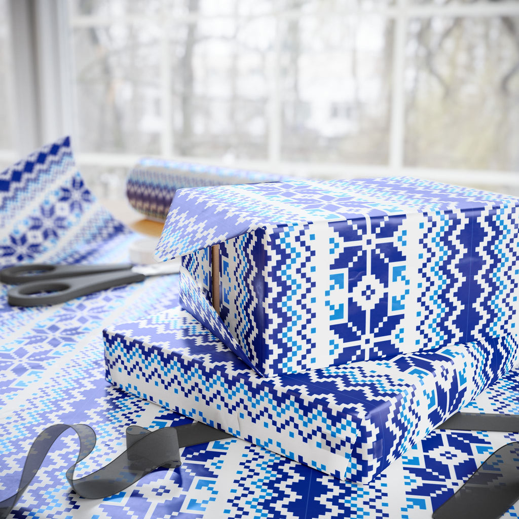 Christmas Ugly Blue Snowflakes Wrapping Paper | Holiday Gift Wrapping Paper