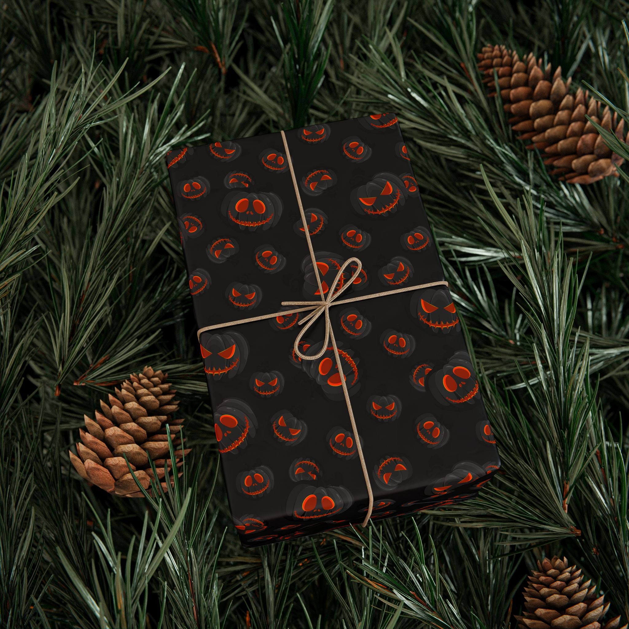 Halloween Evil Pumpkins Wrapping Paper | Holiday Gift Wrapping Paper Roll