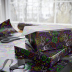 Halloween Neon Faces Wrapping Paper | Holiday Gift Wrapping Paper Roll