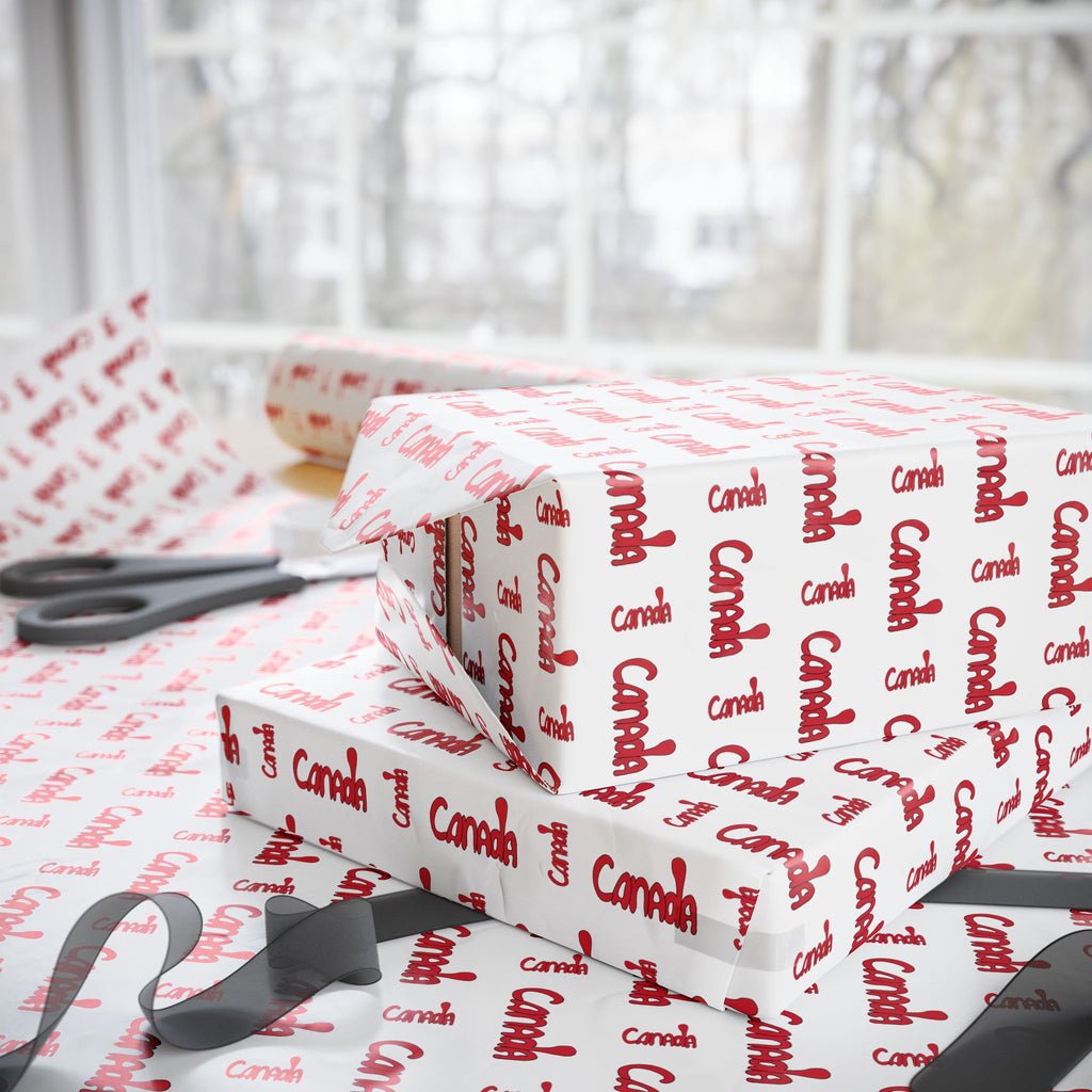 Canada Day Script Canada Wrapping Paper - Holiday Gift Wrapping Paper Roll