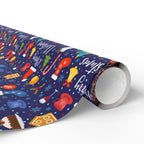Christmas Snowflake Icons Wrapping Paper | Holiday Gift Wrapping Paper Roll