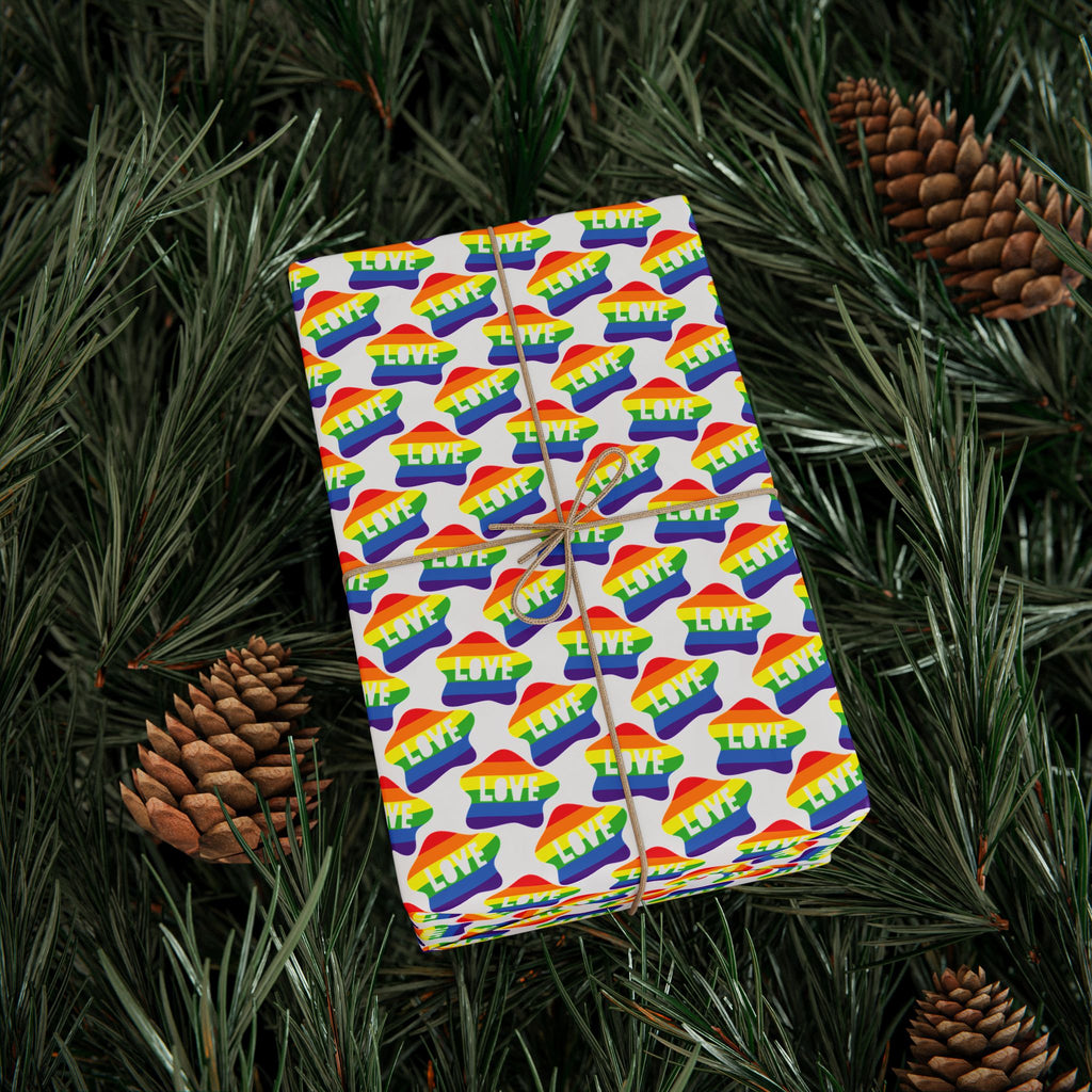 Pride Rainbow Love Blurbs Wrapping Paper Design | Holiday Gift Wrapping Paper Roll