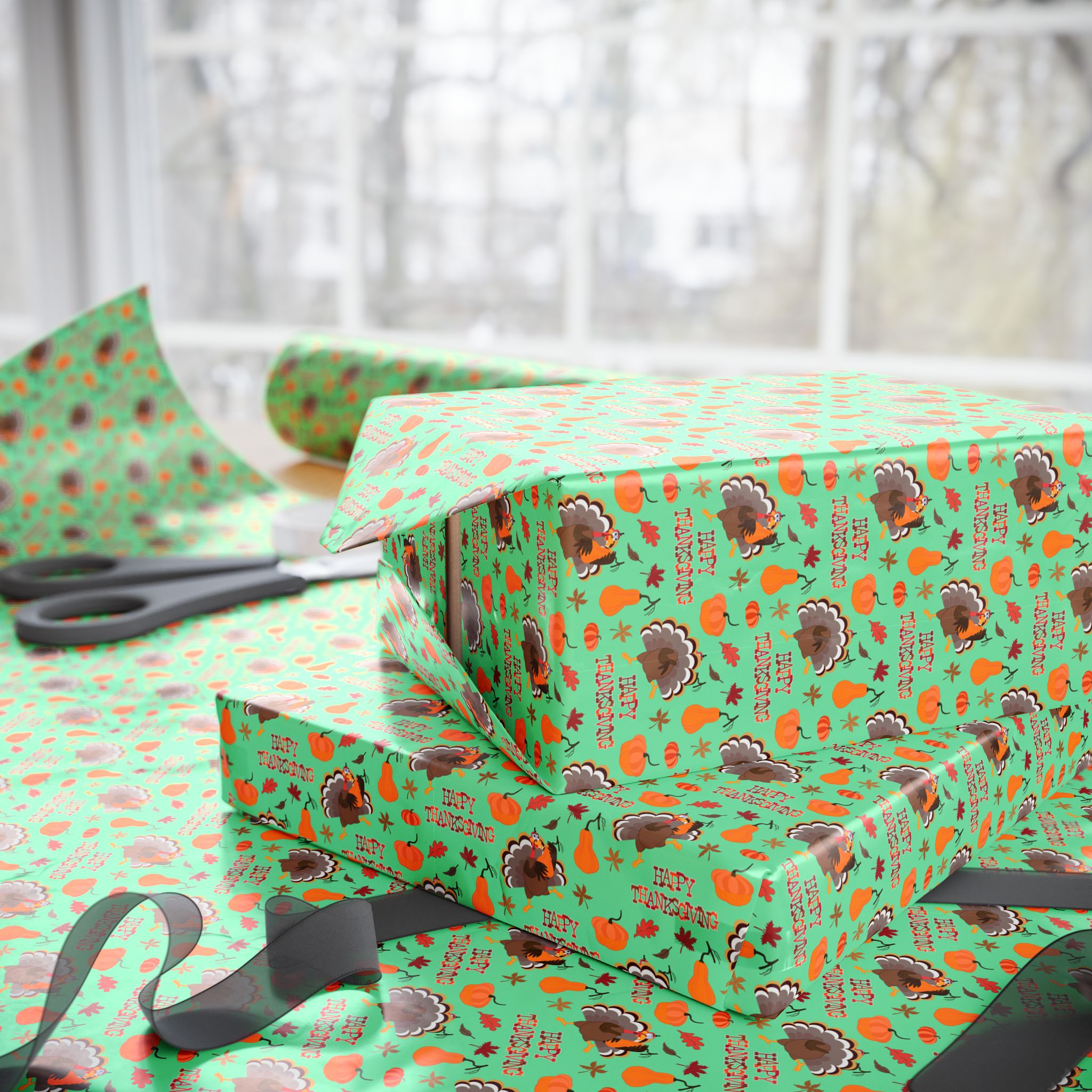 Thanksgiving Greetings Wrapping Paper | Holiday Gift Wrapping Paper Roll
