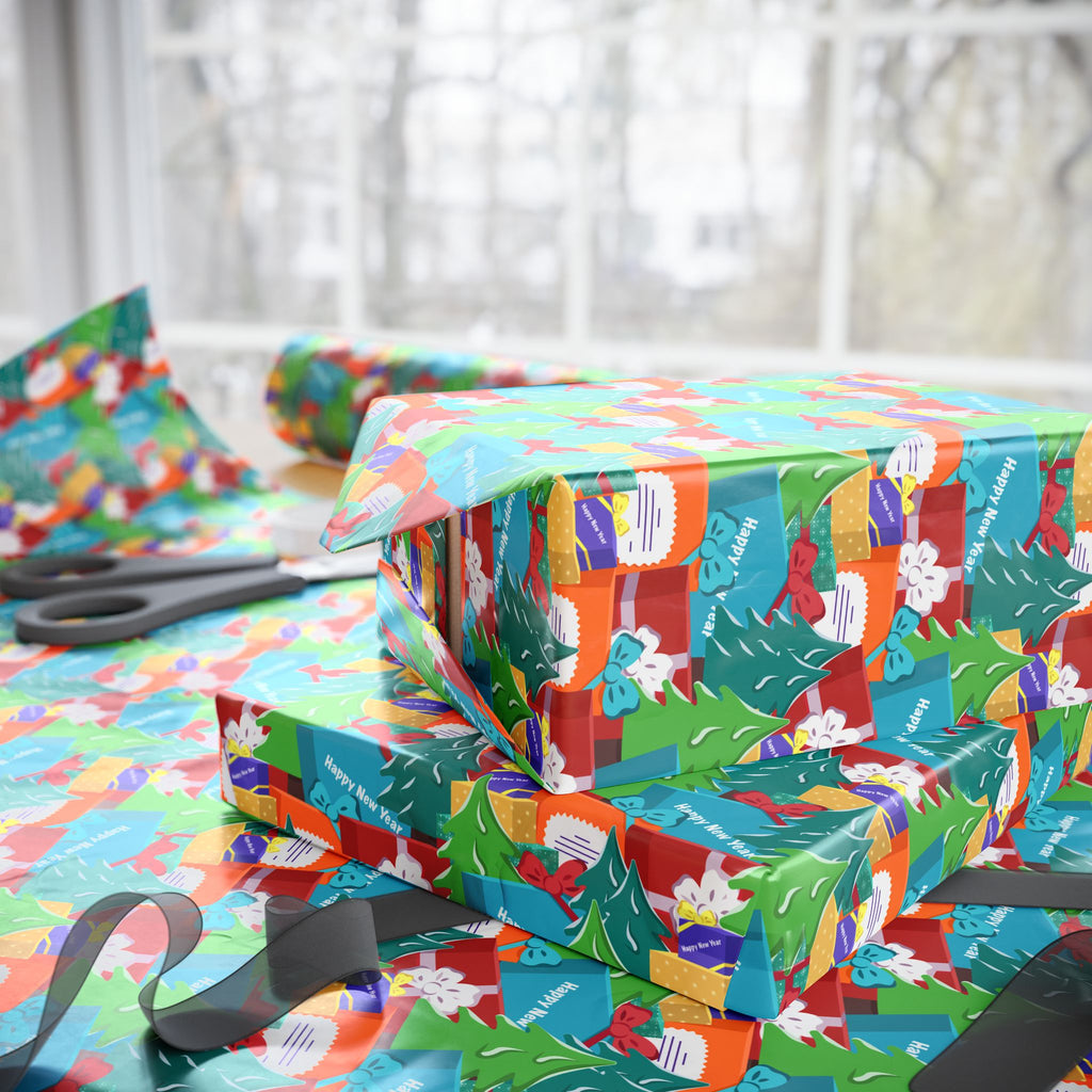 Christmas Stacks of Gifts Wrapping Paper | Holiday Gift Wrapping Paper Roll