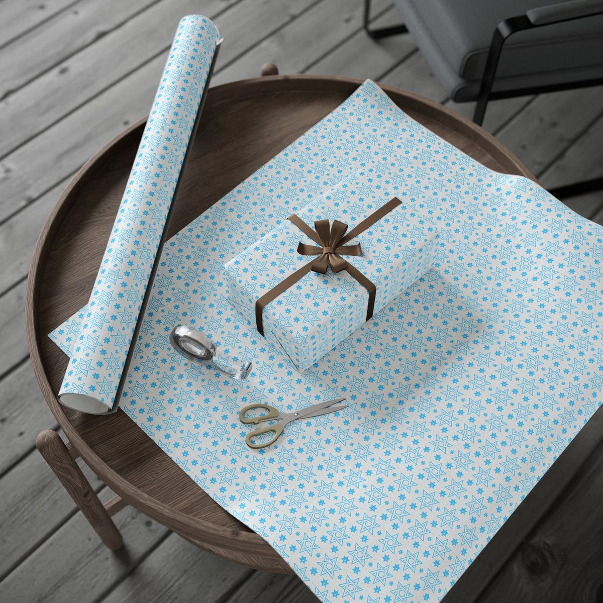 Hanukkah Magen Star Wrapping Paper | Holiday Gift Wrapping Paper Roll