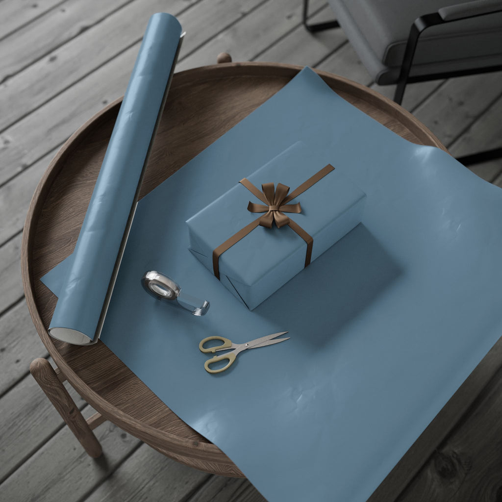Solid Steel Blue Wrapping Paper - Holiday Gift Wrapping Paper Roll
